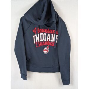 Y2K Cleveland Indians Chief Wahoo Graphic Print Hoodie Blue Women's Size Small